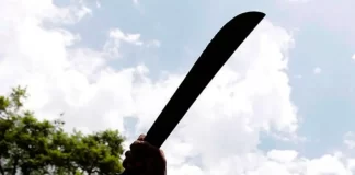 Madre ataca a su hijo con machete