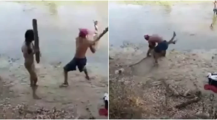 Hombre golpeo a una mujer con un palo de madera y la arrojo a rió